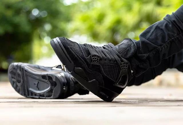 jordan 4 black cat on feet