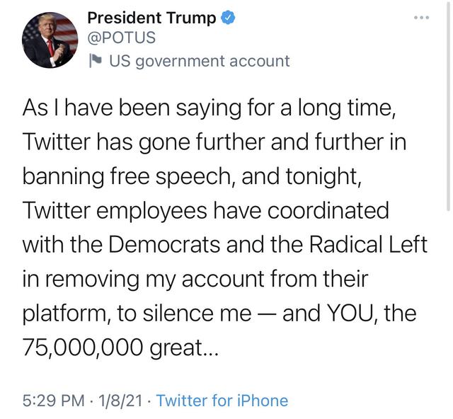 推特账号被永久封禁，特朗普回应了：将建立自己的平台