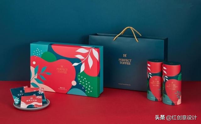大红大绿打造的现代、时尚糕点礼品盒包装设计(图4)