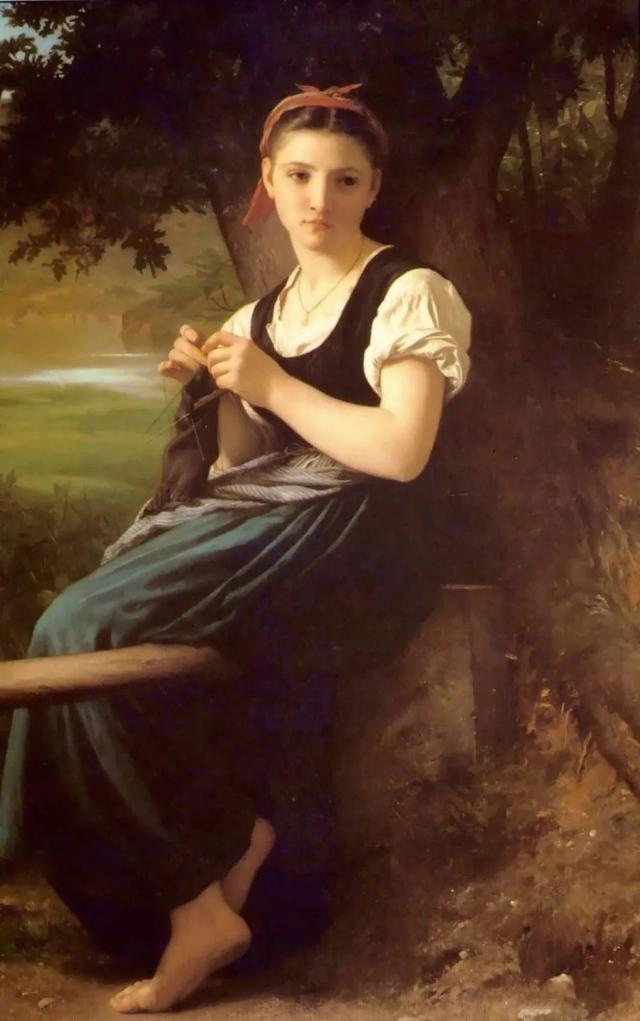 1869年 布面油彩肖像 编织女孩