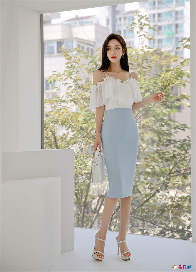 孙允珠丨潇湘幽篁碧波灵动层叠吊肩裙