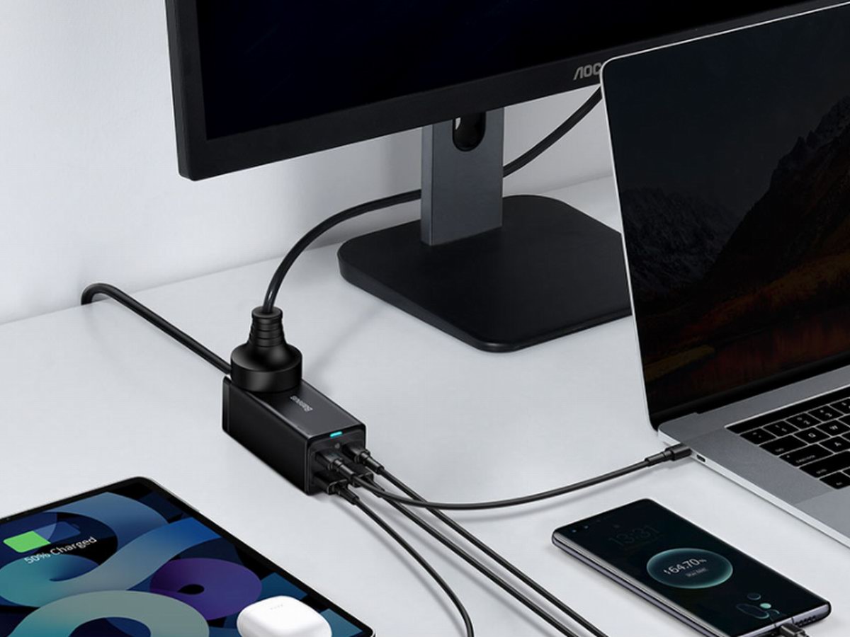 Baseus launched the third-generation gallium nitride desktop power strip, 65W 2C2A with power strip function - iNEWS