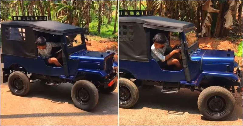 羡慕！印度一村民为孩子亲手打造一辆电动微型吉普车